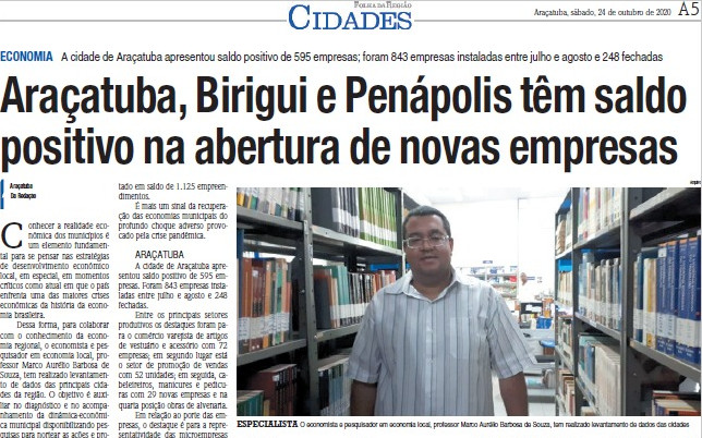 Araçatuba, Birigui e Penápolis têm saldo positivo na abertura de novas empresas